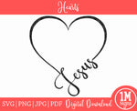 Jesus Heart SVG PNG JPG PDF Digital Image, Cut File, Printing and Sublimation Design