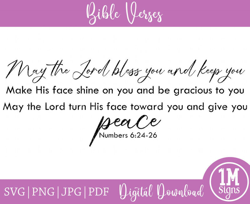 Numbers 6:24-26 May The Lord Keep You and Bless You SVG Image Bible Verse SVG