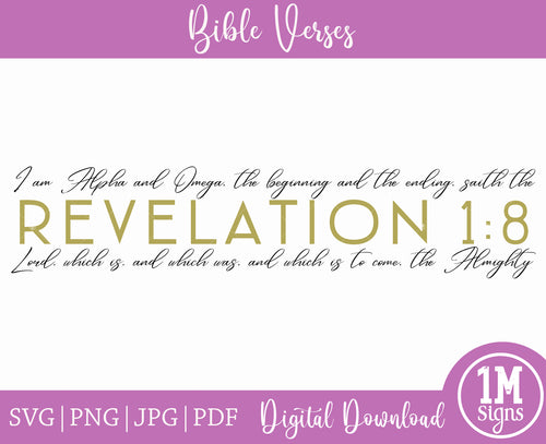 Revelation 1:8 Bible Verse SVG PNG JPG PDF