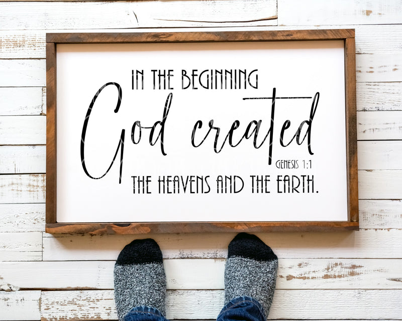 Genesis 1:1 In The Beginning God Created The Heavens and The Earth Bible Verse SVG