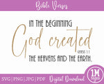 Genesis 1:1 In The Beginning God Created The Heavens and The Earth Bible Verse SVG