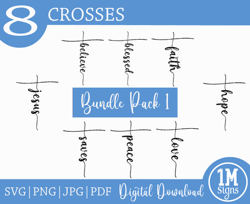 Cross Bundle Pack SVG PNG JPG PDF Digital Image, Cut File, Printing and Sublimation Design