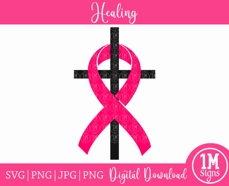 Cancer Ribbon Cross SVG PNG JPG PDF Digital Images, Cut Files, Printing and Sublimation Design
