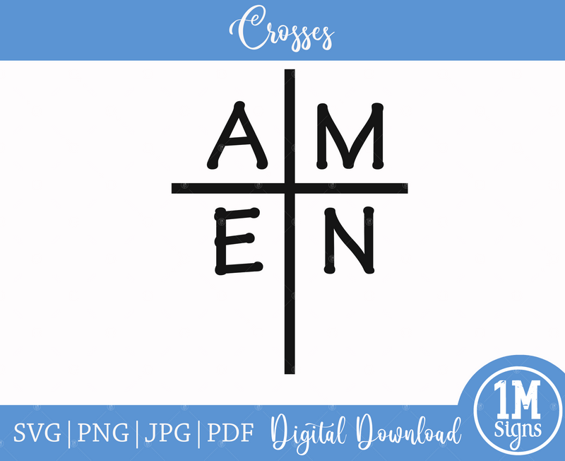 Amen Cross SVG PNG JPG PDF Digital Image