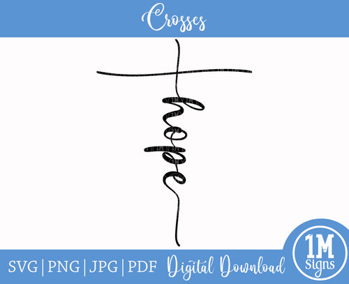 Hope Cross SVG PNG JPG PDF Digital Image, Cut File, Printing and Sublimation Design