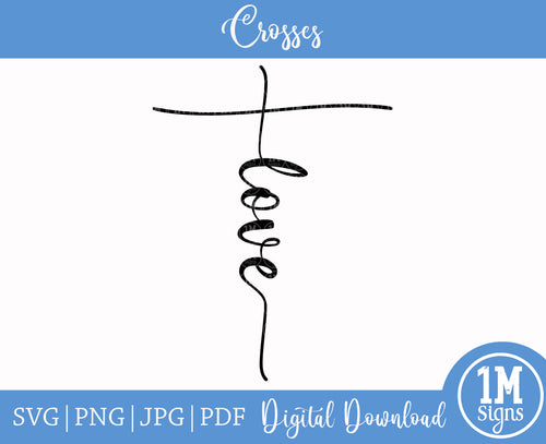 Love Cross SVG PNG JPG PDF Digital Image, Cut File, Printing and Sublimation Design