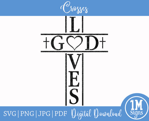 God Loves Heart Cross SVG PNG JPG PDF Digital Image, Cut File, Printing and Sublimation Design