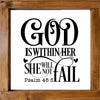 Handmade Farmhouse Psalm Sign 46:5 God Is Within Her