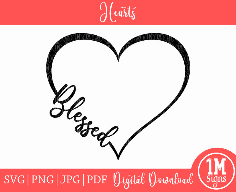 Blessed Heart SVG PNG JPG PDF Digital Image, Cut File, Printing and Sublimation Design