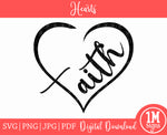 Faith Heart SVG PNG JPG PDF Digital Image, Cut File, Printing and Sublimation Design