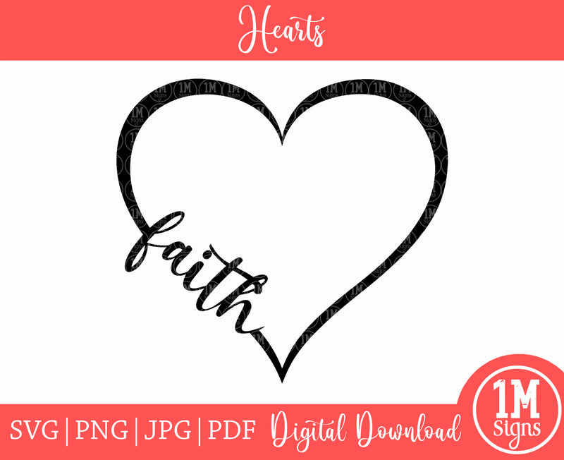 Faith Heart SVG PNG JPG PDF Digital Image, Cut File, Printing and Sublimation Design