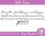 Numbers 6:24-26 May The Lord Keep You and Bless You SVG Image Bible Verse SVG