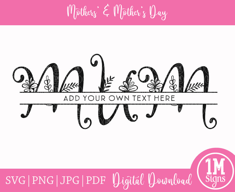 Mom Monogram Personalise Your Text SVG Image PNG Image, Word Art, Mum Monogram