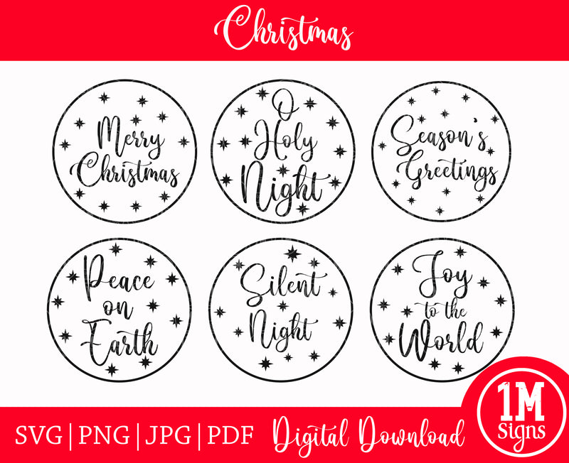Christmas Ornament Bundle SVG PNG JPG PDF Happy Holidays Images, Cut File, Printing and Sublimation Design
