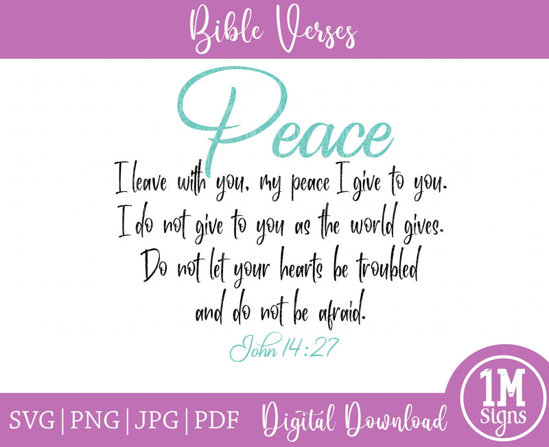 John 14:27 Peace I Leave You SVG Image, Bible Verse SVG, Cut File, Printing and Sublimation