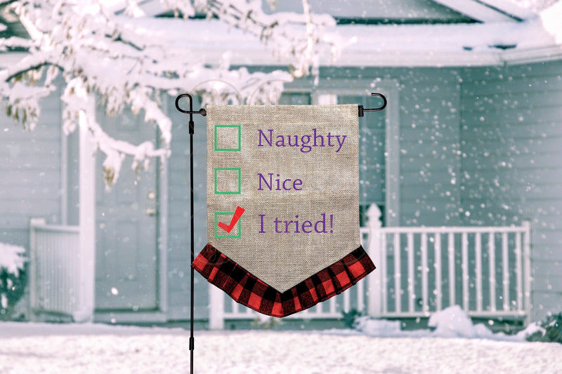 Naught or Nice I Tried Happy Holidays Images, Cut File, Printing and Sublimation Design