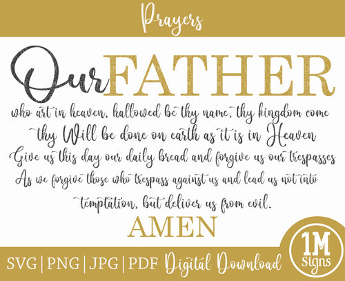 Our Lord's Prayer SVG PNG JPG PDF Digital Images, Cut Files, Printing and Sublimation Design