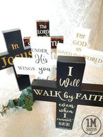 Handmade Wooden Cross Black with Bible Verse or Quote