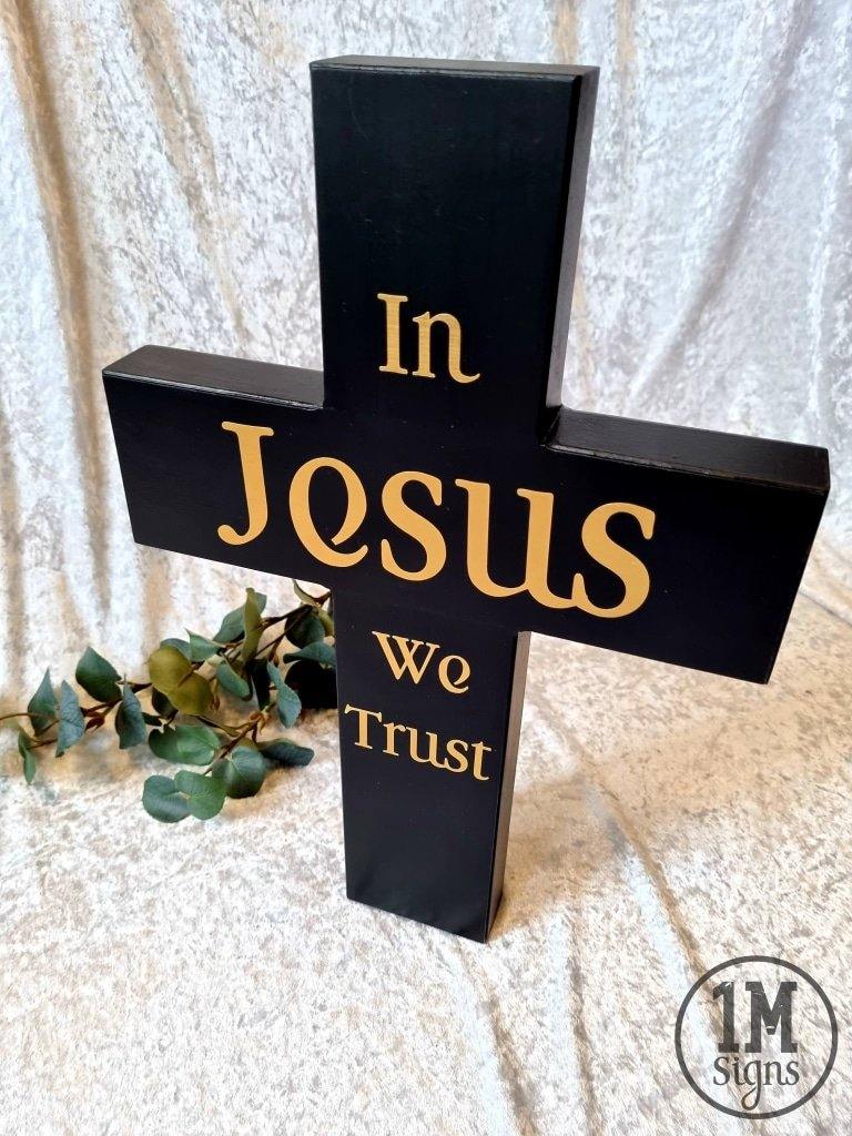 Handmade Wooden Cross Black with Bible Verse or Quote