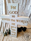 Custom Handcrafted White Wooden Cross with Psalm Bible Verse