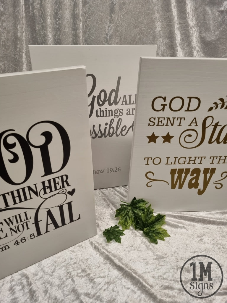 Custom Handcrafted White Wooden Sign with Psalm, Bible Verse or Quote