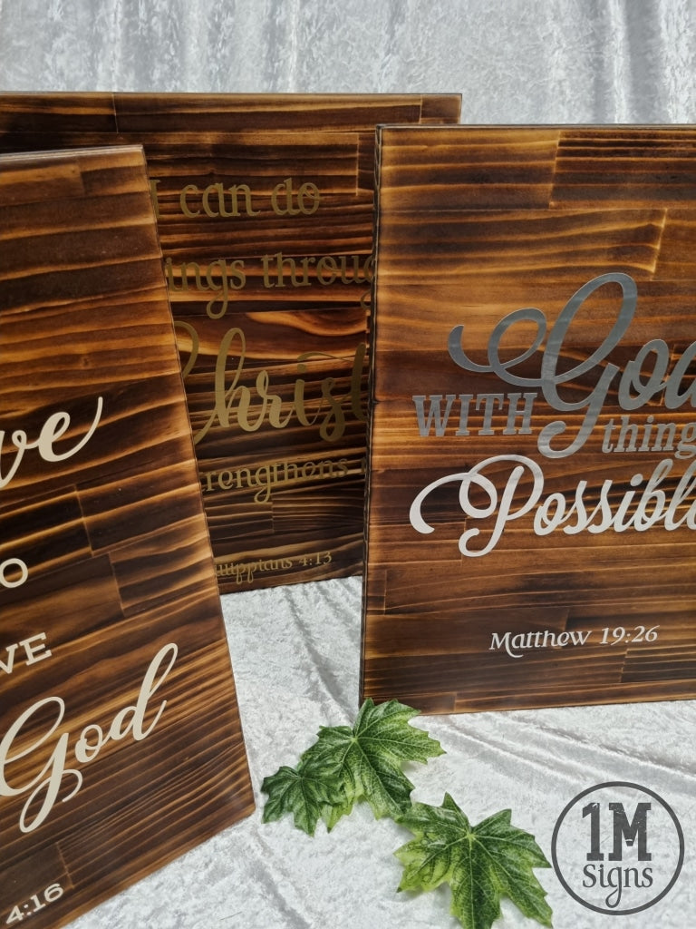 Handcrafted Wooden Sign Custom Scorched & Sealed with Psalm, Bible Verse or Quote
